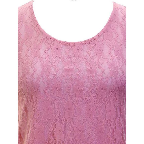 Short Sleeve Lace Blouse With Scoop Neckline - Picture 2 of 6